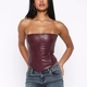 Leather Bustier Strapless Corset Tube Top Vest