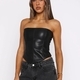 Leather Bustier Strapless Corset Tube Top Vest