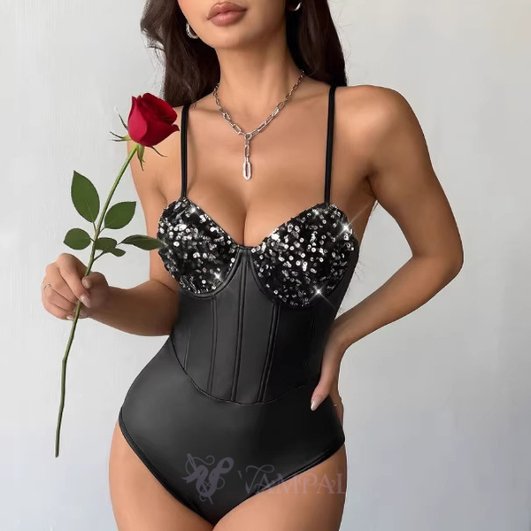 Eng anliegender Push-Up-Corset-Camisole-Bodysuit