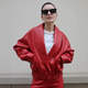 Women's Faux Leather Jacket Turn-Down Collar Casual Loose Short Coat