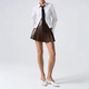 American Style High Waist Pleated PU Mini Skirt