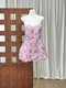 Blumenkleid, trägerlos, französischer Stil, 3D-Blumen-Bodycon-Partykleid
