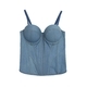 Denim Camisole Long Style Cinched Waist Open Back Off-Shoulder Corset Top