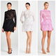 Elegant 3D Lace Stand Collar Long Sleeve A-Line Dress