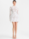 Elegant 3D Lace Stand Collar Long Sleeve A-Line Dress