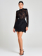 Elegant 3D Lace Stand Collar Long Sleeve A-Line Dress
