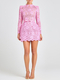 Elegant 3D Lace Stand Collar Long Sleeve A-Line Dress