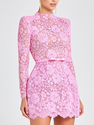 Elegant 3D Lace Stand Collar Long Sleeve A-Line Dress