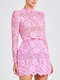 Elegant 3D Lace Stand Collar Long Sleeve A-Line Dress