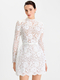 Elegant 3D Lace Stand Collar Long Sleeve A-Line Dress