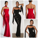 Textured Heavy Satin Skirt And Tube Top Two-Piece Set