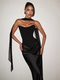 Textured Heavy Satin Skirt And Tube Top Two-Piece Set