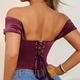 Wine red Satin Off-Shoulder Corset Top Women's Waist Trainer Short Tube Top