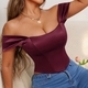 Wine red Satin Off-Shoulder Corset Top Women's Waist Trainer Short Tube Top