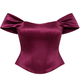 Wine red Satin Off-Shoulder Corset Top Women's Waist Trainer Short Tube Top
