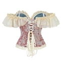 Pink Palace-Style Lace Corset Top With Adjustable Tummy Control