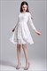 Schlichtes knielanges A-Linien-Kleid mit langen Ärmeln und Spitzenüberzug im Casual-Stil