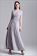 Ärmelloses A-Linien-Maxikleid mit V-Ausschnitt, Raffungen aus Chiffon und offenem Rücken
