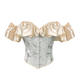 Grünes französisches Vintage-Monet-Ölgemälde-Jacquard-Corset-Top