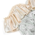 Green French Vintage Monet Oil Painting Jacquard Corset Top