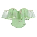 Hellgrünes Mintgrün-Mesh-besticktes Corset mit Flügelärmeln