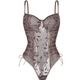 Hellbraune französische Mesh-bestickte Bügel-Push-Up-Bodysuit-Dessous