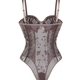 Hellbraune französische Mesh-bestickte Bügel-Push-Up-Bodysuit-Dessous