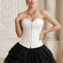 Weißes Jacquard-Formwäsche-Corset-Top mit Spitzenbesatz für Damen