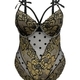 Black Mesh See-Through Lingerie Bodysuit