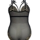 Black Mesh See-Through Lingerie Bodysuit