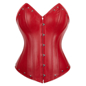 PU Leather Button-Up Corset Top With Tummy Control