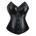 PU Leather Button-Up Corset Top With Tummy Control