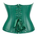 PU Leather Button-Up Corset Top With Tummy Control