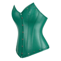 PU Leather Button-Up Corset Top With Tummy Control