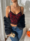 Schwarz-rot [mit Bügel, ohne Polsterung] Spitzen-Camisole-Corset, schlanke Passform, schwarz-rot