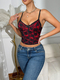 Schwarz-rot [mit Bügel, ohne Polsterung] Spitzen-Camisole-Corset, schlanke Passform, schwarz-rot