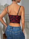 Schwarz-rot [mit Bügel, ohne Polsterung] Spitzen-Camisole-Corset, schlanke Passform, schwarz-rot