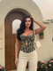 Green Vintage Embroidered Tube Top Women's Slim Fit Camisole