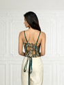 Green Vintage Embroidered Tube Top Women's Slim Fit Camisole