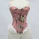 Women's Yarn-Dyed Lace Corset Tube Top Waist Cincher
