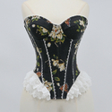 Women's Yarn-Dyed Lace Corset Tube Top Waist Cincher