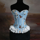 Women's Yarn-Dyed Lace Corset Tube Top Waist Cincher