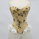 Women's Yarn-Dyed Lace Corset Tube Top Waist Cincher