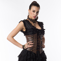 Kaffee-braunes Gothic-Steampunk-Schnür-Korsett-Top für Damen