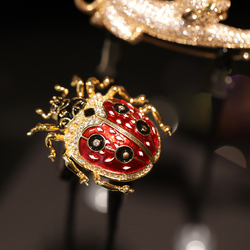 Custom Ladybug Brooch+Red Brushed Box
