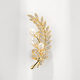 Wheat Ear Brooch With Zircon And Natural Pearl Leaf Corsage Pin