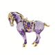 Oil Blue Horse Brooch With Diamond-Studded Lapel Pin