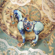 Oil Blue Horse Brooch With Diamond-Studded Lapel Pin