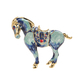 Oil Blue Horse Brooch With Diamond-Studded Lapel Pin