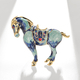 Oil Blue Horse Brooch With Diamond-Studded Lapel Pin